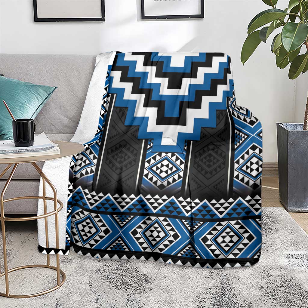 Blue Taniko Aotearoa Blanket Niho Taniwha Mix Poutama LT14 - Polynesian Pride