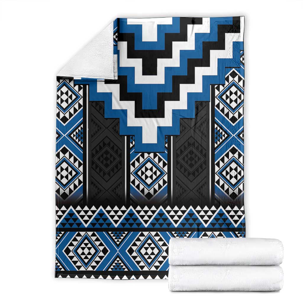 Blue Taniko Aotearoa Blanket Niho Taniwha Mix Poutama LT14 - Polynesian Pride