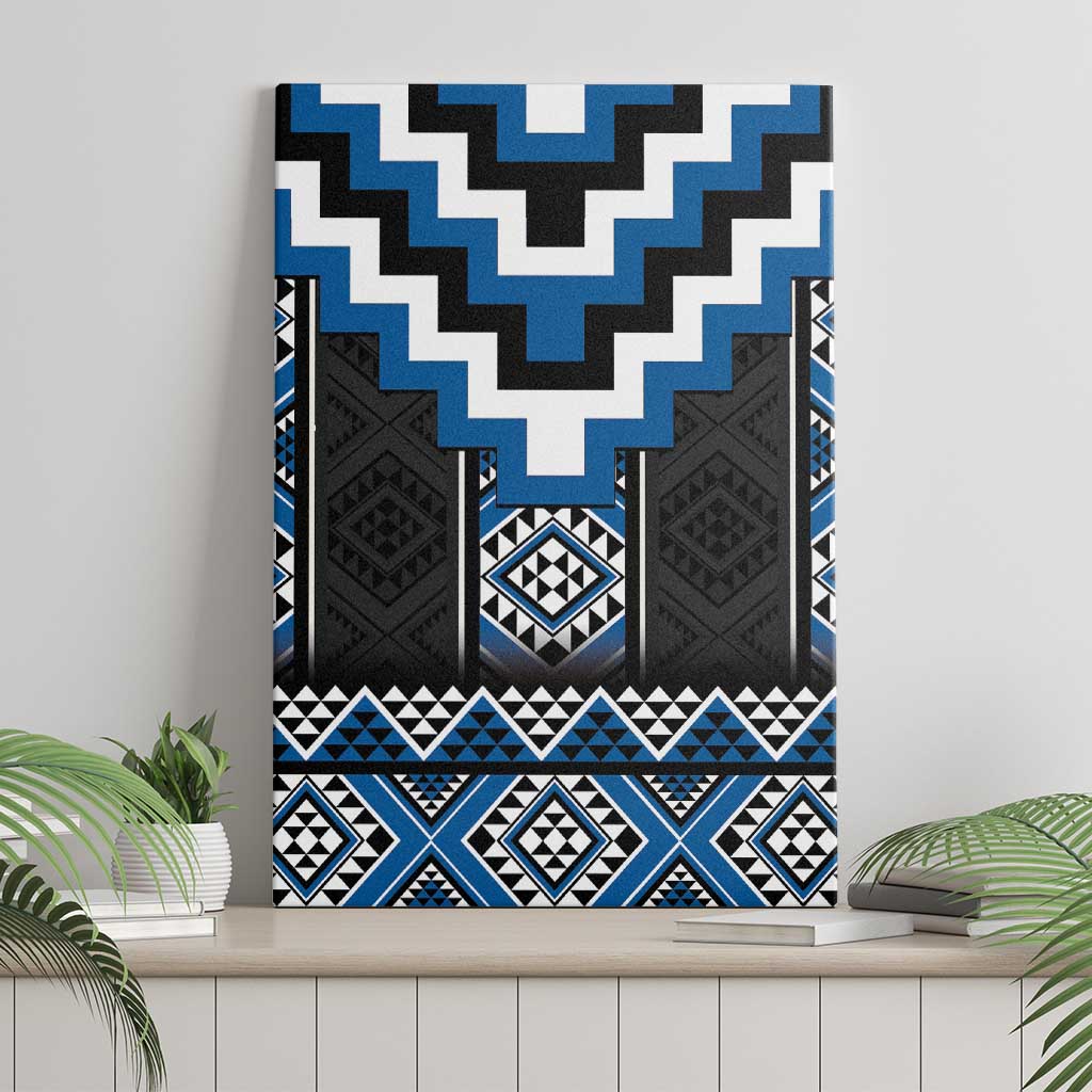 Blue Taniko Aotearoa Canvas Wall Art Niho Taniwha Mix Poutama LT14 - Polynesian Pride