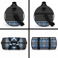 Blue Taniko Motifs Aotearoa Duffle Bag Niho Taniwha Mix Poutama LT14 - Polynesian Pride