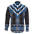 Blue Taniko Aotearoa Family Matching Long Sleeve Bodycon Dress and Hawaiian Shirt Niho Taniwha Mix Poutama LT14