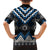 Blue Taniko Aotearoa Family Matching Off The Shoulder Long Sleeve Dress and Hawaiian Shirt Niho Taniwha Mix Poutama