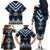 Blue Taniko Aotearoa Family Matching Off The Shoulder Long Sleeve Dress and Hawaiian Shirt Niho Taniwha Mix Poutama