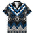 Blue Taniko Aotearoa Family Matching Off The Shoulder Long Sleeve Dress and Hawaiian Shirt Niho Taniwha Mix Poutama