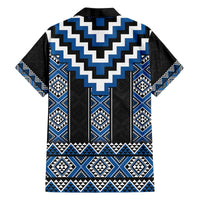 Blue Taniko Aotearoa Family Matching Off The Shoulder Long Sleeve Dress and Hawaiian Shirt Niho Taniwha Mix Poutama LT14