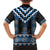 Blue Taniko Aotearoa Family Matching Short Sleeve Bodycon Dress and Hawaiian Shirt Niho Taniwha Mix Poutama LT14