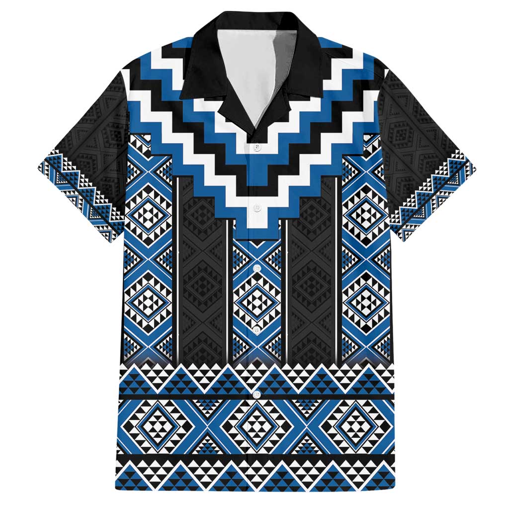 Blue Taniko Aotearoa Hawaiian Shirt Niho Taniwha Mix Poutama LT14 Blue - Polynesian Pride