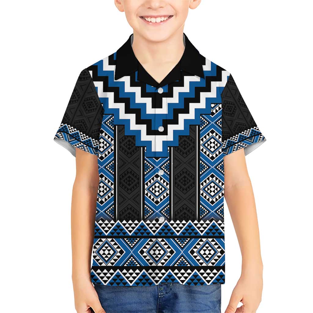 Blue Taniko Aotearoa Hawaiian Shirt Niho Taniwha Mix Poutama LT14 - Polynesian Pride