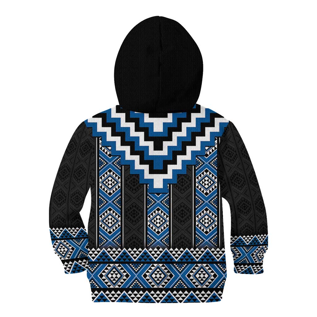 Blue Taniko Aotearoa Kid Hoodie Niho Taniwha Mix Poutama LT14