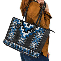 Blue Taniko Aotearoa Leather Tote Bag Niho Taniwha Mix Poutama LT14 - Polynesian Pride