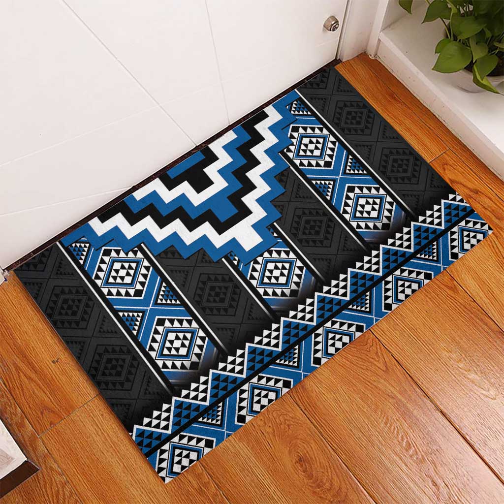 Blue Taniko Aotearoa Rubber Doormat Niho Taniwha Mix Poutama LT14 - Polynesian Pride