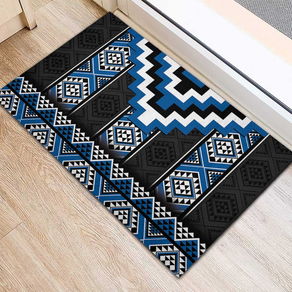 Blue Taniko Aotearoa Rubber Doormat Niho Taniwha Mix Poutama LT14 - Polynesian Pride