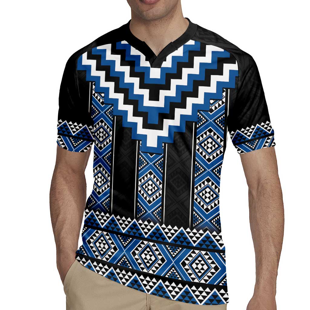 Blue Taniko Aotearoa Rugby Jersey Niho Taniwha Mix Poutama LT14 - Polynesian Pride