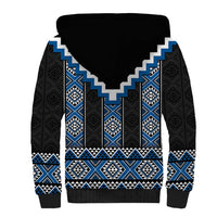 Blue Taniko Aotearoa Sherpa Hoodie Niho Taniwha Mix Poutama LT14 - Polynesian Pride