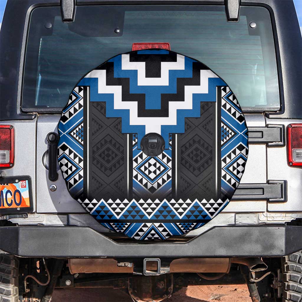 Blue Taniko Aotearoa Spare Tire Cover Niho Taniwha Mix Poutama LT14 Blue - Polynesian Pride