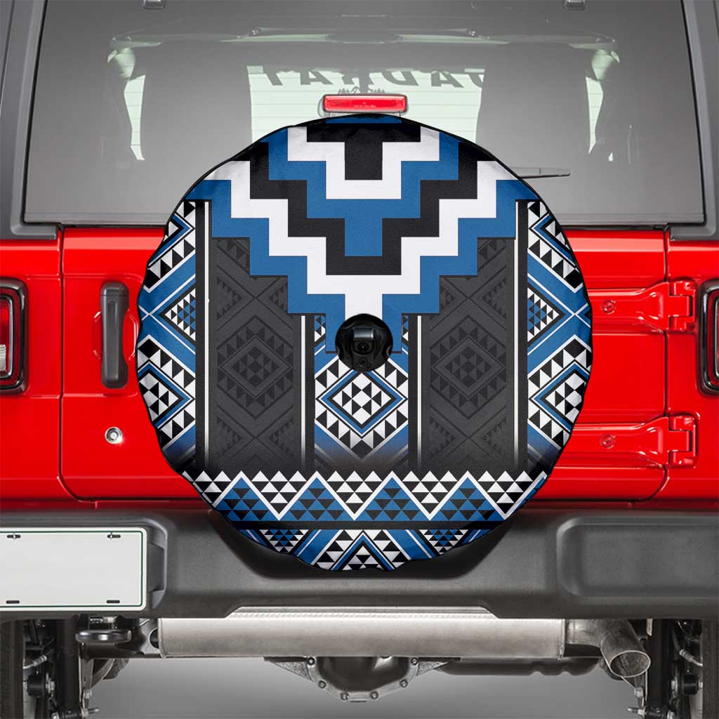 Blue Taniko Aotearoa Spare Tire Cover Niho Taniwha Mix Poutama LT14 - Polynesian Pride