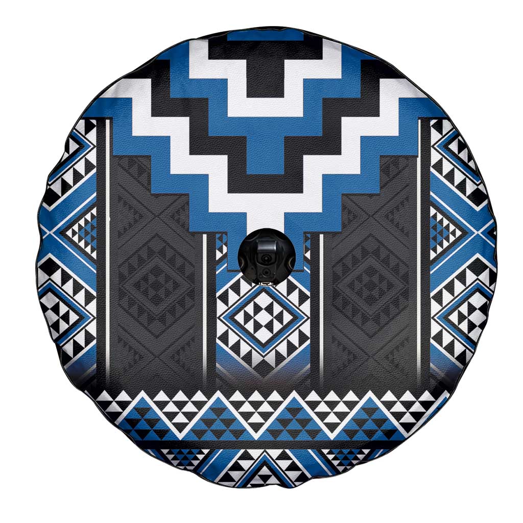 Blue Taniko Aotearoa Spare Tire Cover Niho Taniwha Mix Poutama LT14 - Polynesian Pride