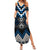 Blue Taniko Aotearoa Summer Maxi Dress Niho Taniwha Mix Poutama