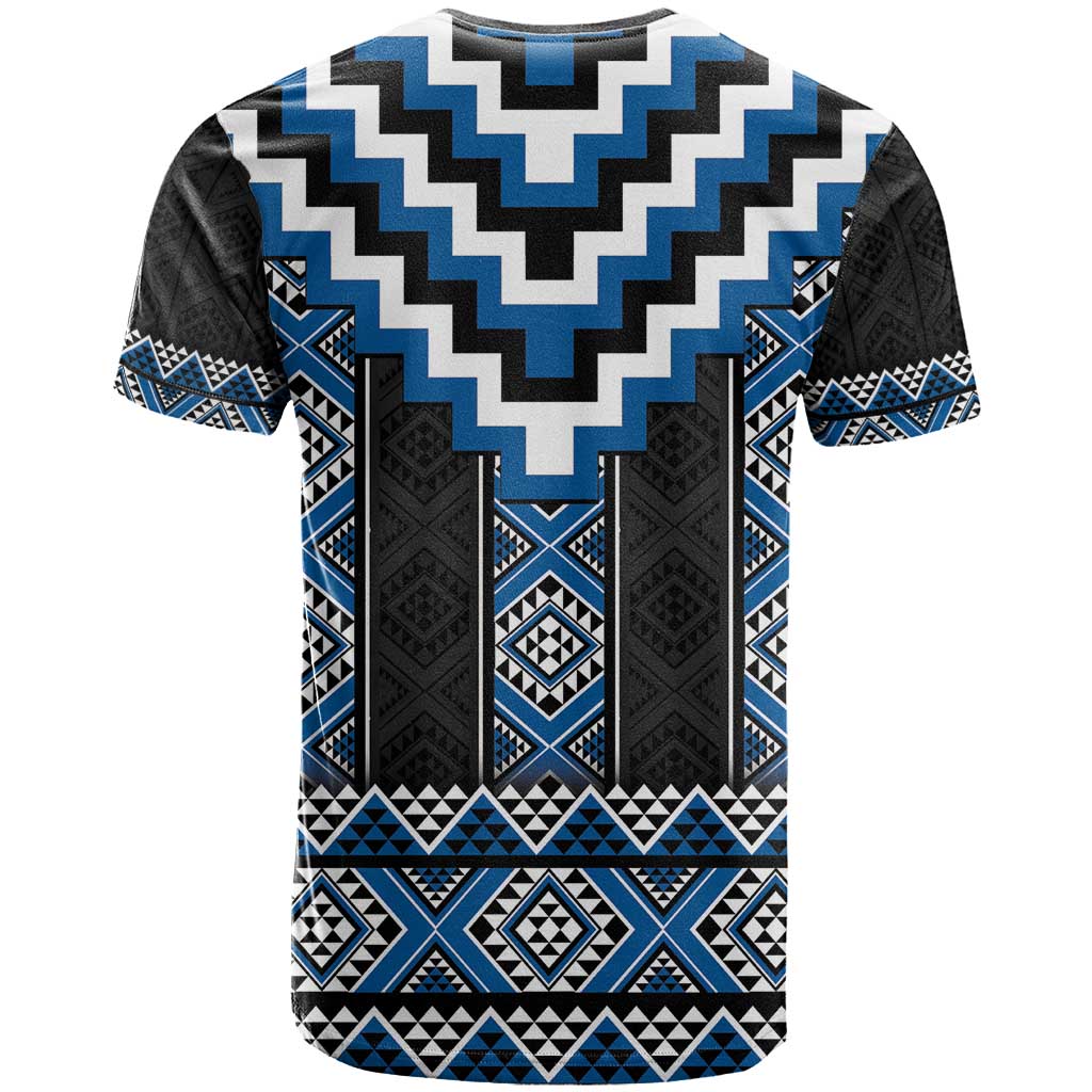 Blue Taniko Aotearoa T Shirt Niho Taniwha Mix Poutama LT14 - Polynesian Pride