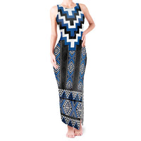 Blue Taniko Aotearoa Tank Maxi Dress Niho Taniwha Mix Poutama LT14 Women Blue - Polynesian Pride