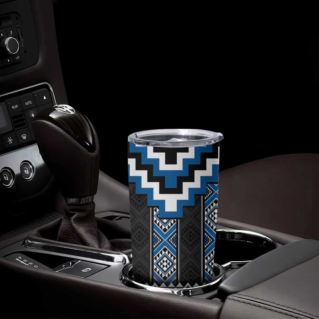 Blue Taniko Aotearoa Tumbler Cup Niho Taniwha Mix Poutama LT14 - Polynesian Pride