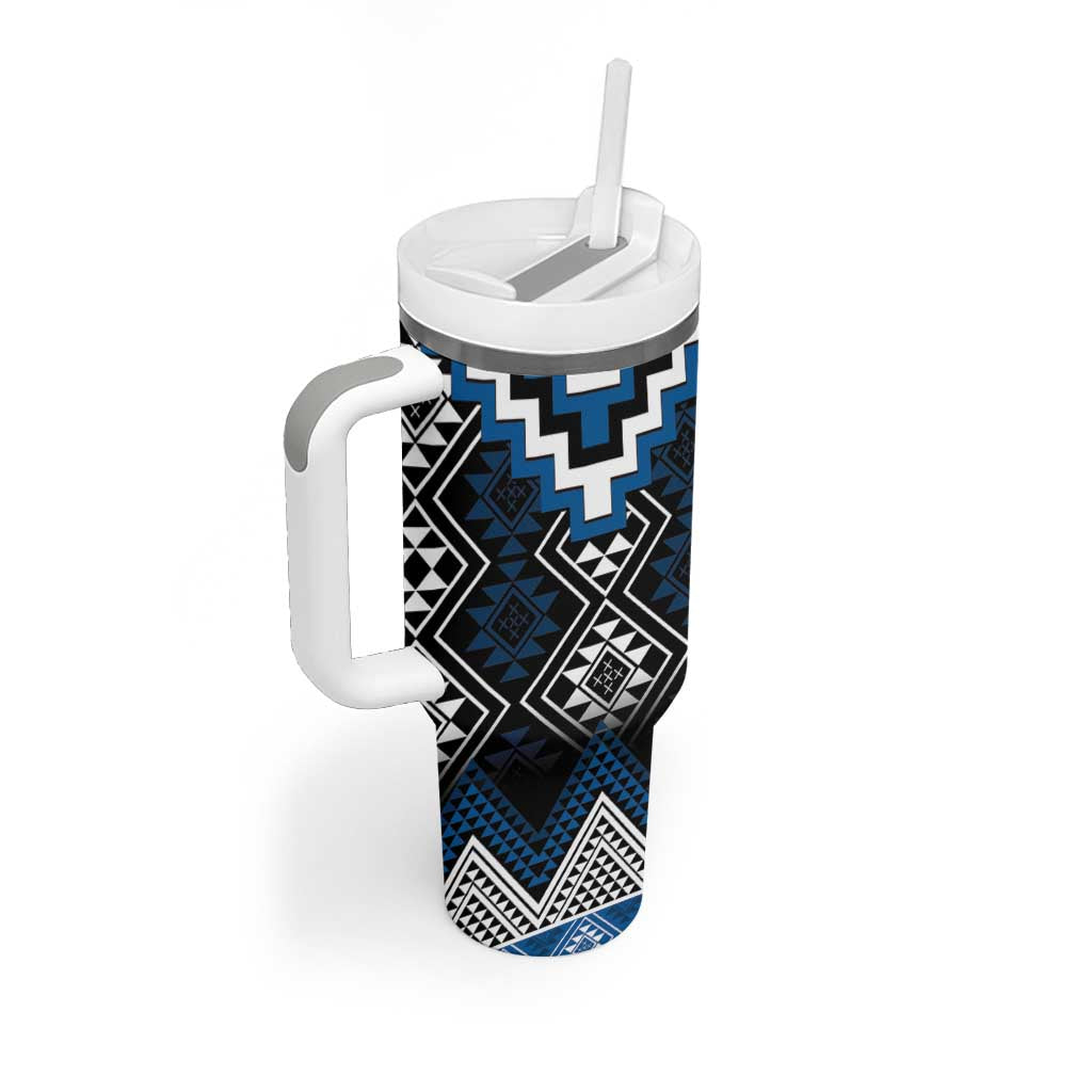 Blue Taniko Aotearoa Tumbler With Handle Niho Taniwha Mix Poutama