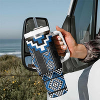 Blue Taniko Aotearoa Tumbler With Handle Niho Taniwha Mix Poutama LT14 - Polynesian Pride