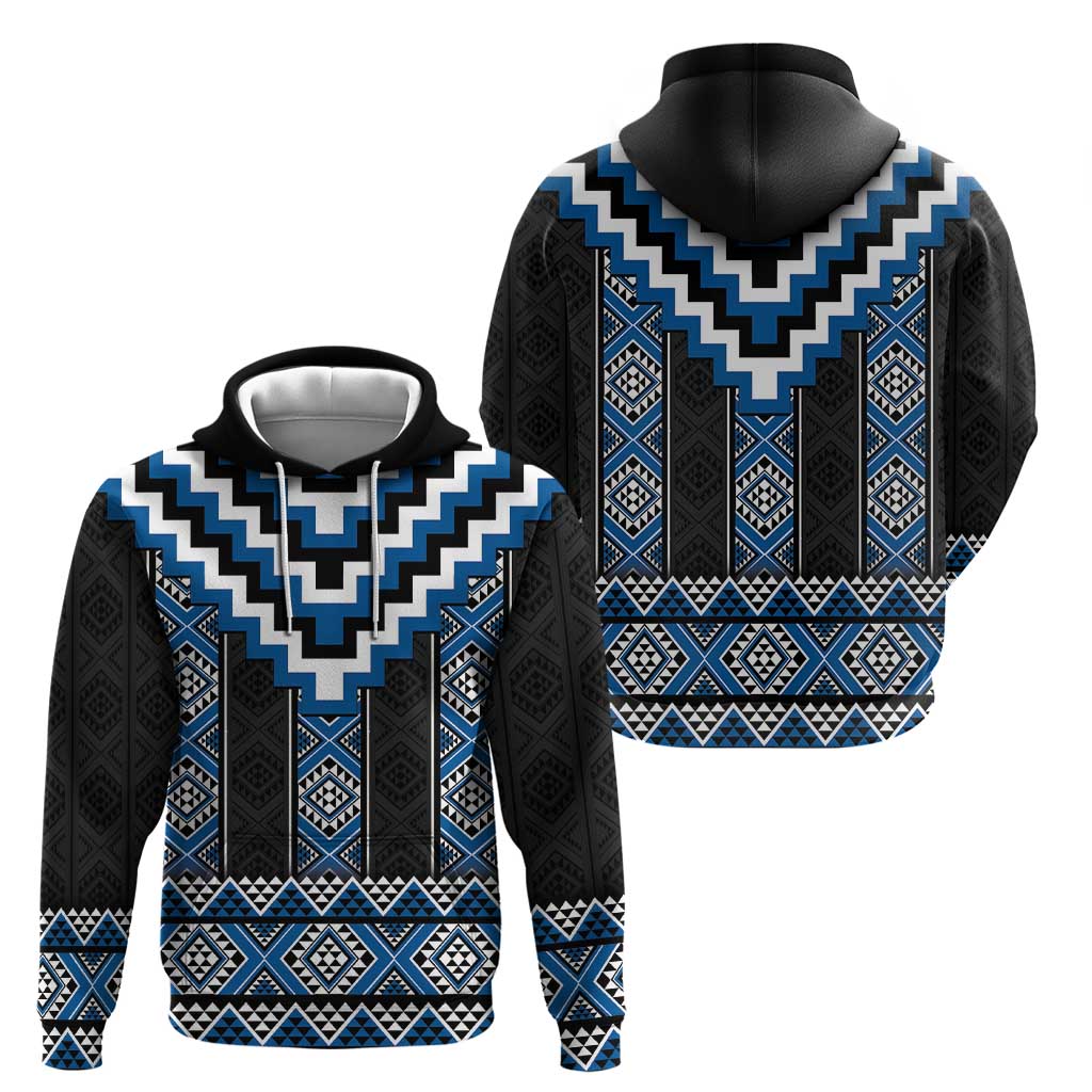 Blue Taniko Aotearoa Zip Hoodie Niho Taniwha Mix Poutama LT14