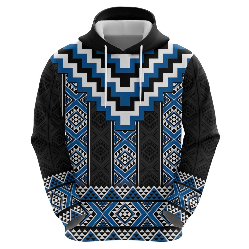 Blue Taniko Aotearoa Zip Hoodie Niho Taniwha Mix Poutama LT14