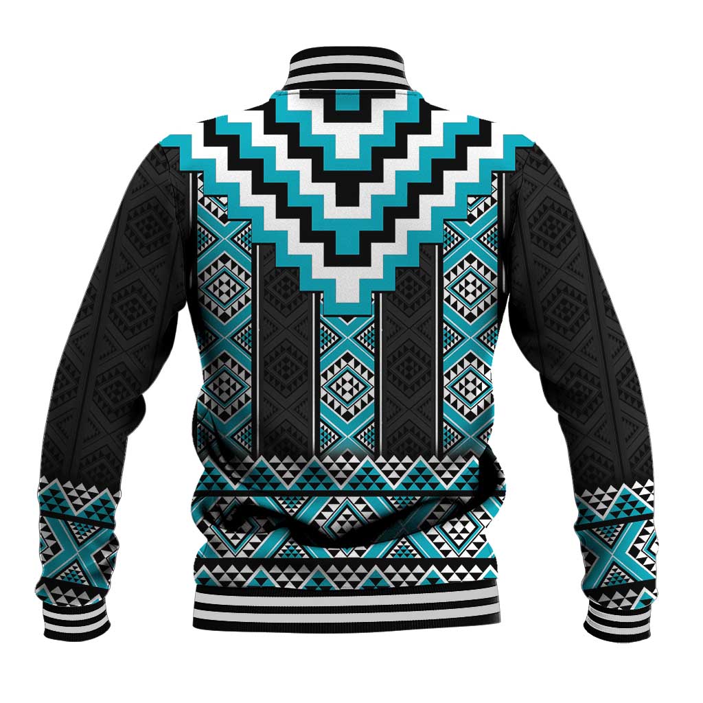 Turquoise Taniko Pattern Aotearoa Baseball Jacket Niho Taniwha Mix Poutama LT14 - Polynesian Pride