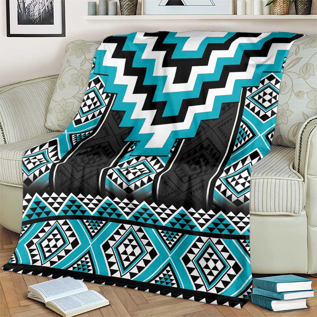Turquoise Taniko Pattern Aotearoa Blanket Niho Taniwha Mix Poutama