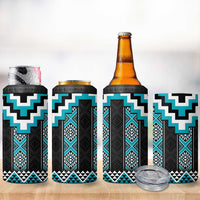Turquoise Taniko Pattern Aotearoa 4 in 1 Can Cooler Tumbler Niho Taniwha Mix Poutama LT14 - Polynesian Pride