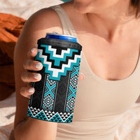 Turquoise Taniko Pattern Aotearoa 4 in 1 Can Cooler Tumbler Niho Taniwha Mix Poutama LT14 - Polynesian Pride