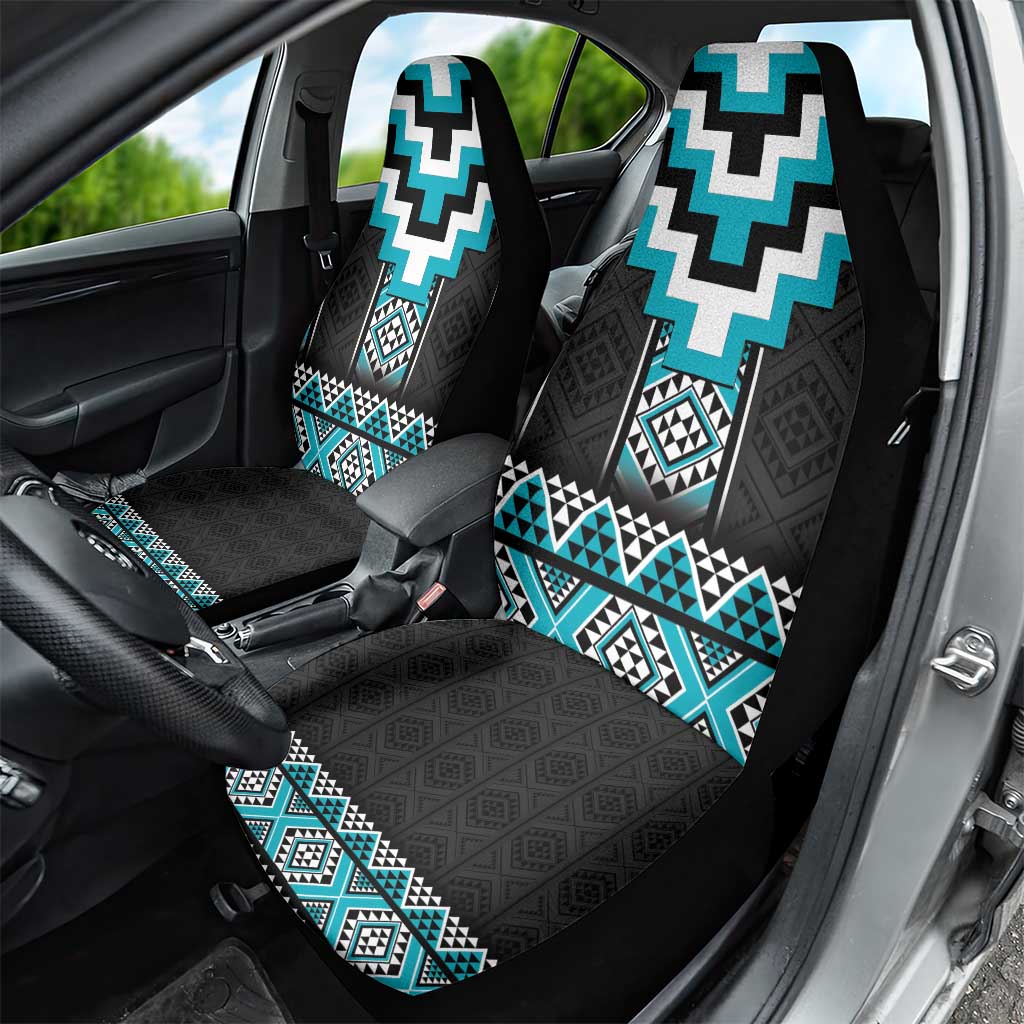 Turquoise Taniko Pattern Aotearoa Car Seat Cover Niho Taniwha Mix Poutama