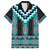 Turquoise Taniko Pattern Aotearoa Family Matching Off Shoulder Maxi Dress and Hawaiian Shirt Niho Taniwha Mix Poutama LT14