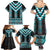 Turquoise Taniko Pattern Aotearoa Family Matching Summer Maxi Dress and Hawaiian Shirt Niho Taniwha Mix Poutama LT14