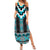 Turquoise Taniko Pattern Aotearoa Family Matching Summer Maxi Dress and Hawaiian Shirt Niho Taniwha Mix Poutama LT14