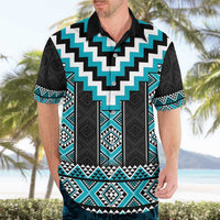 Turquoise Taniko Pattern Aotearoa Hawaiian Shirt Niho Taniwha Mix Poutama LT14 - Polynesian Pride