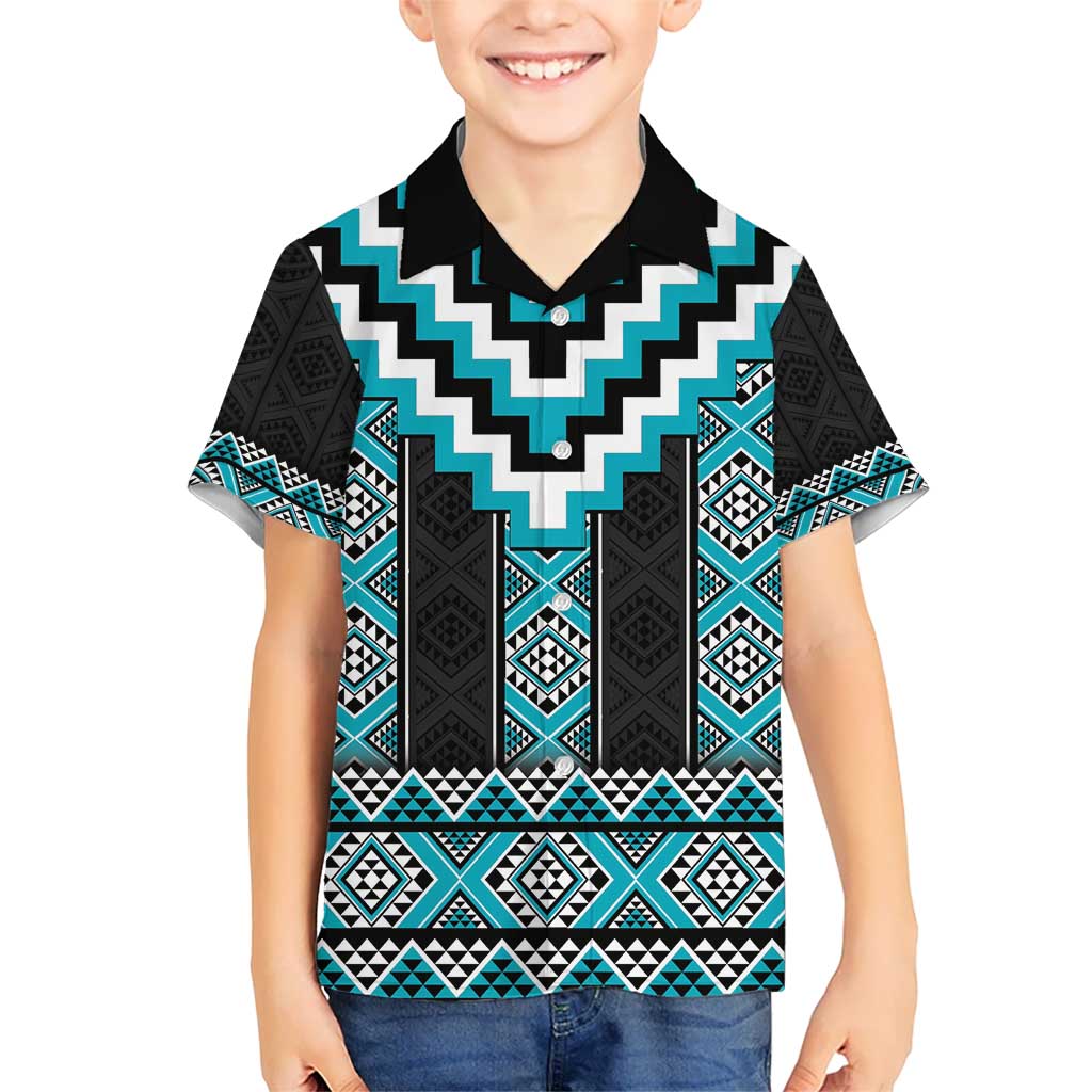 Turquoise Taniko Pattern Aotearoa Hawaiian Shirt Niho Taniwha Mix Poutama LT14 - Polynesian Pride