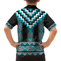 Turquoise Taniko Pattern Aotearoa Hawaiian Shirt Niho Taniwha Mix Poutama LT14 - Polynesian Pride