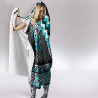 Turquoise Taniko Pattern Aotearoa Hooded Blanket Niho Taniwha Mix Poutama LT14 - Polynesian Pride
