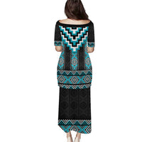 Turquoise Taniko Pattern Aotearoa Puletasi Niho Taniwha Mix Poutama LT14 - Polynesian Pride