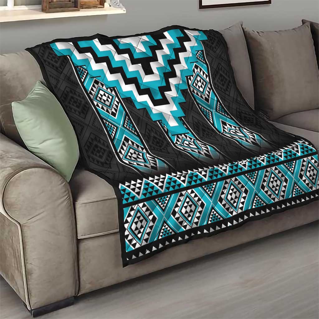 Turquoise Taniko Pattern Aotearoa Quilt Niho Taniwha Mix Poutama