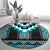 Turquoise Taniko Pattern Aotearoa Round Carpet Niho Taniwha Mix Poutama