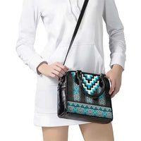 Turquoise Taniko Pattern Aotearoa Shoulder Handbag Niho Taniwha Mix Poutama