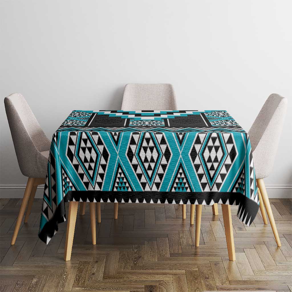 Turquoise Taniko Pattern Aotearoa Tablecloth Niho Taniwha Mix Poutama LT14 - Polynesian Pride