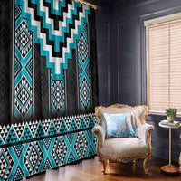 Turquoise Taniko Pattern Aotearoa Window Curtain Niho Taniwha Mix Poutama LT14 - Polynesian Pride
