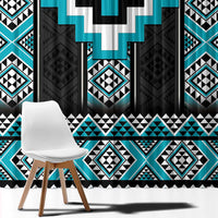 Turquoise Taniko Pattern Aotearoa Window Curtain Niho Taniwha Mix Poutama LT14 - Polynesian Pride