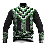 Green Taniko Pattern Aotearoa Baseball Jacket Niho Taniwha Mix Poutama LT14 - Polynesian Pride