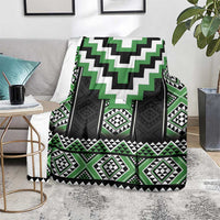Green Taniko Pattern Aotearoa Blanket Niho Taniwha Mix Poutama LT14 - Polynesian Pride